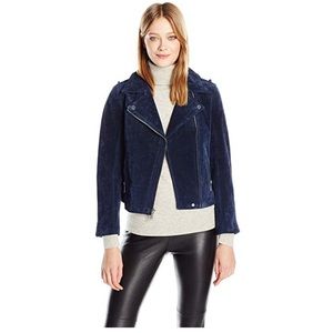BCBG Suede Moto Jacket Size M Navy Blue BRAND NEW!